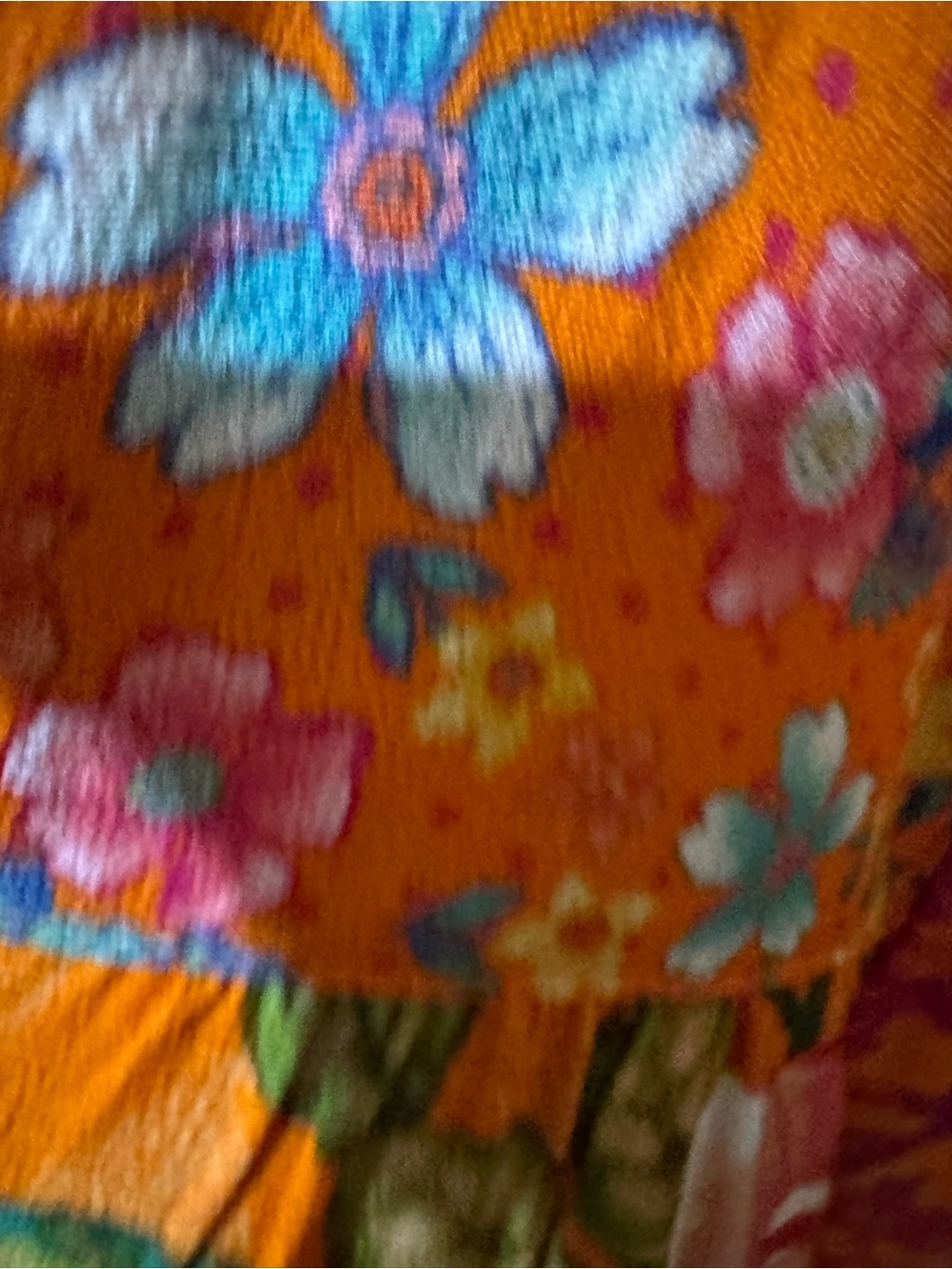 John Mark Orange Floral Button-Front Blouse with Pink Blooms - Picture 7 of 9
